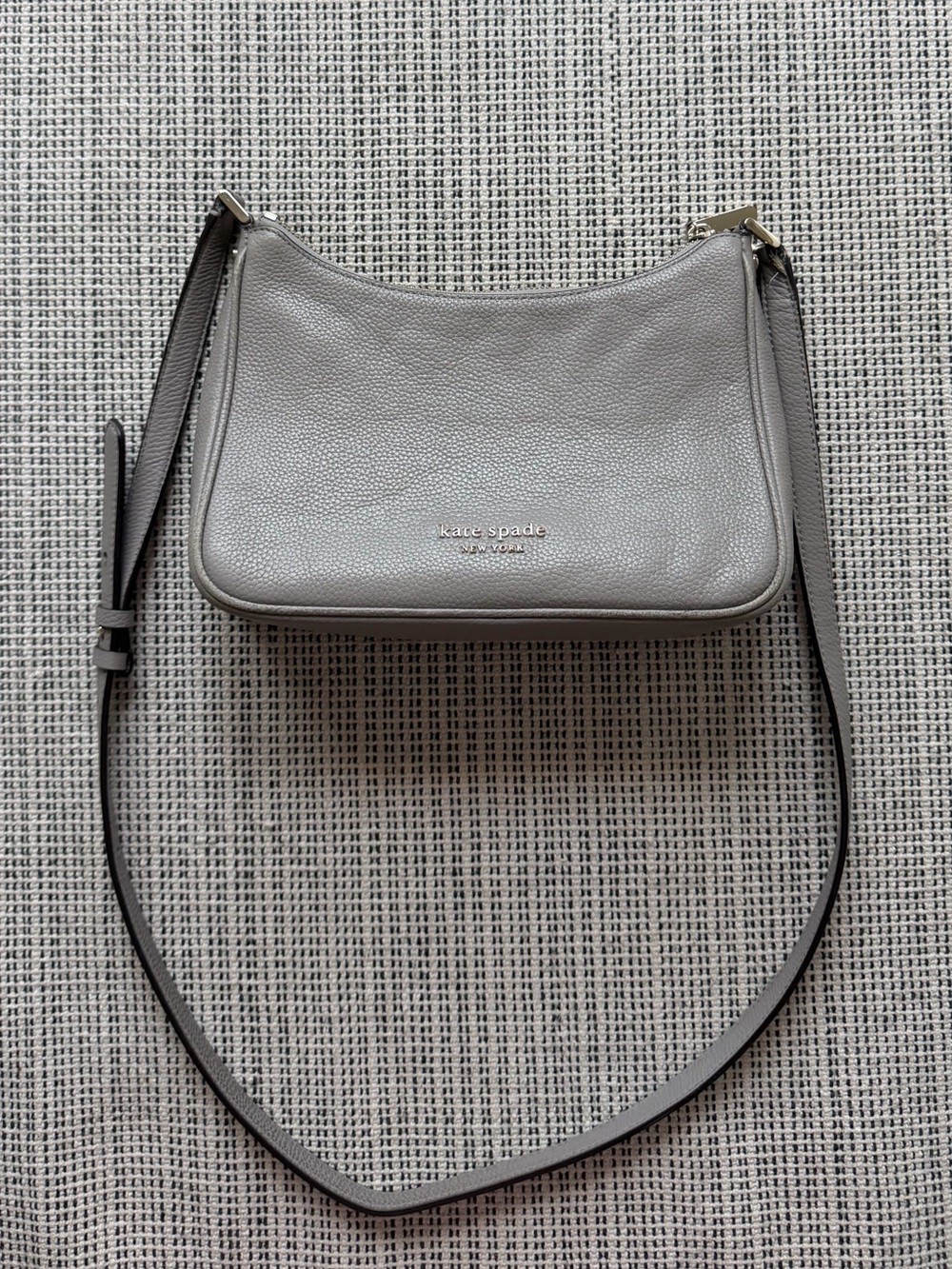 Kate Spade Pebbled Grey Leather Convertible Crossbody Shoulder Bag